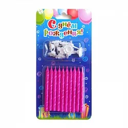 Свечи Розовый неон, 6 см, 10 шт.