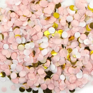 Конфетти тишью Круг, Розовый микс, Металлик, 1 см, 50 гр.