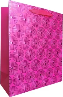 Пакет подарочный, Текстура кругов, Розовый, Металлик, 32*26*12 см, 1 шт.