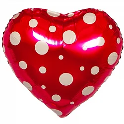 F 18"/46см Сердце, Белые точки, Розовый/1 шт./(Китай)