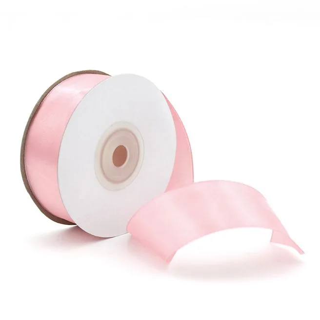 Лента Атлас Нежно-розовый 1 / 7 мм * 22,85 м (Китай)