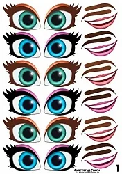 Наклейки "Глаза. Рты №1 6 компл. на листе