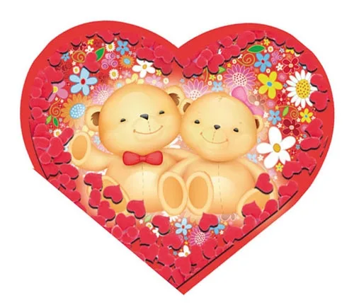 Валентинка Мишки на красном(20 шт.)