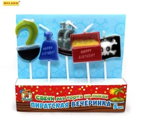 Свечи на пиках "Пиратская вечеринка" 5 шт