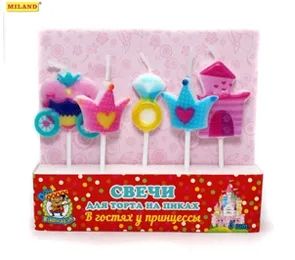 Свечи на пиках "В гостях у принцессы " 5 шт