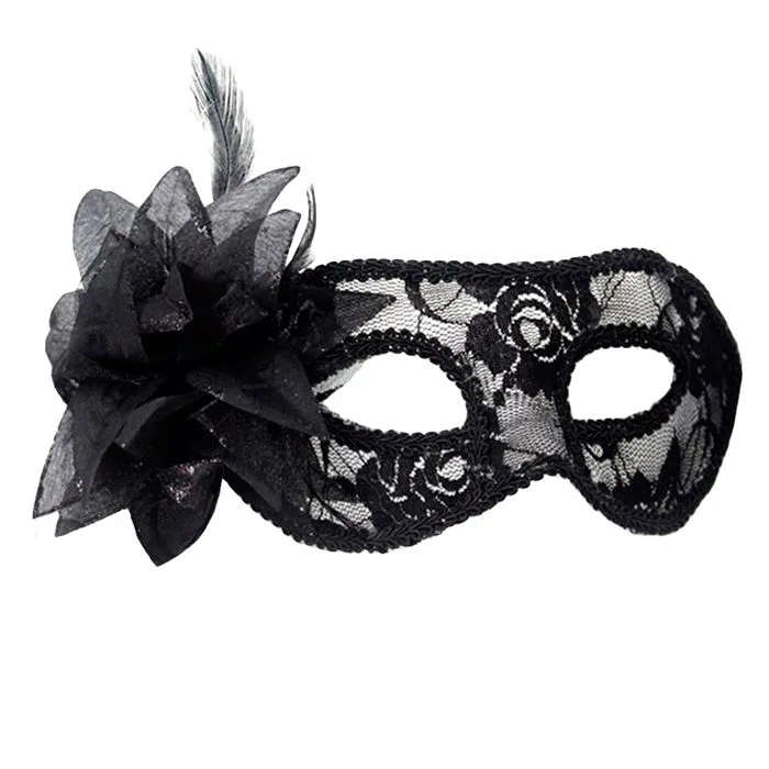 Маска венецианская "Кружево" Черная (Китай)