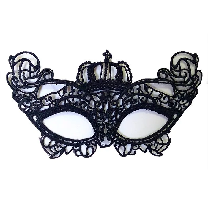 Маска венецианская "Кружево" Черная текстиль(Китай)