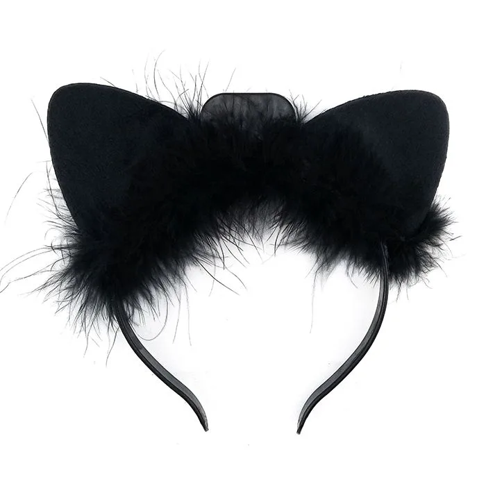 Ободок "Ушки кошки" Черный с подсветкой (Китай)