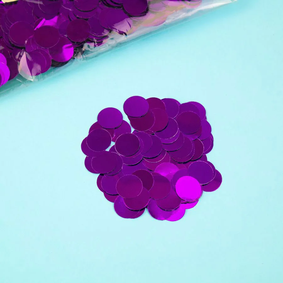 Конфетти фольга Круги 1 см фуксия (50 гр/уп.)