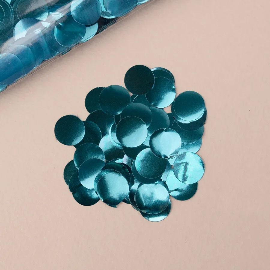 Конфетти фольга Круги 1 см голубые (50 гр/уп.)