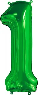 F 34"/86см Цифра, 1, Slim, Зеленый, 1 шт. в упак.  (Китай)