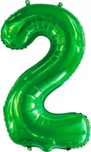 F 34"/86см Цифра, 2, Slim, Зеленый, 1 шт. в упак.  (Китай)
