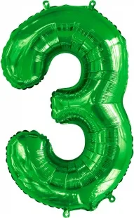 F 34"/86см Цифра, 3, Slim, Зеленый, 1 шт. в упак.  (Китай)