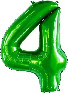 F 34"/86см Цифра, 4, Slim, Зеленый, 1 шт. в упак.  (Китай)