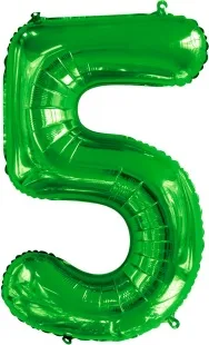 F 34"/86см Цифра, 5, Slim, Зеленый, 1 шт. в упак.  (Китай)