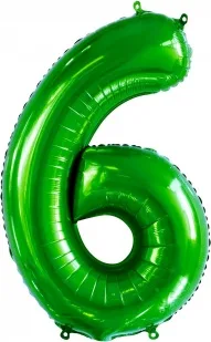 F 34"/86см Цифра, 6, Slim, Зеленый, 1 шт. в упак.  (Китай)