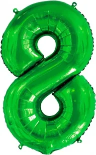 F 34"/86см Цифра, 8, Slim, Зеленый, 1 шт. в упак.  (Китай)