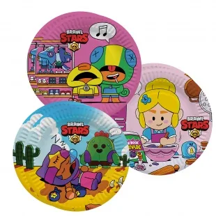 Тарелки (18 см) Brawl Stars, Команда бойцов, дизайн №1, 6 шт.