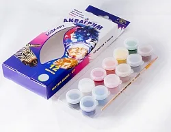 Аквагрим БОДИ-АРТ 12 цветов, 36 мл. с кистью , пастообразный