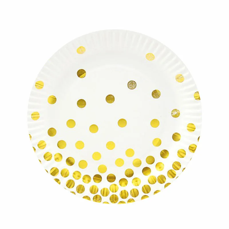 Тарелки "Конфетти Золотые" с золотой печатью 18см. / уп. 6 шт.