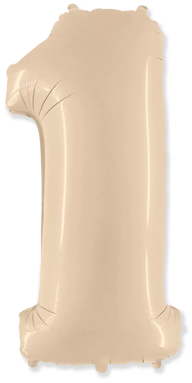 И 40"/102см Цифра, 1, Кремовый, в упаковке, 1 шт.  (Испания)