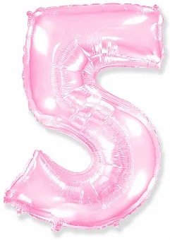 И 40"/102см Цифра, 5, Розовый, в упаковке 1 шт.  (Испания)