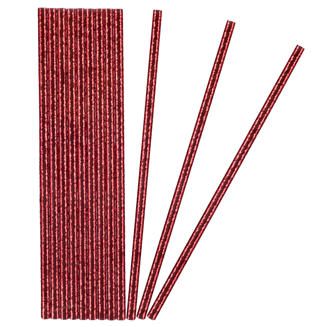 Трубочки для коктейлей, Красный, металлик, 12 шт. в упак.