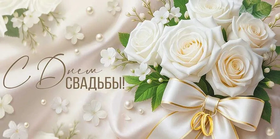 Конверт для денег "С Днем свадьбы!" (букет белых роз) (5 шт.)