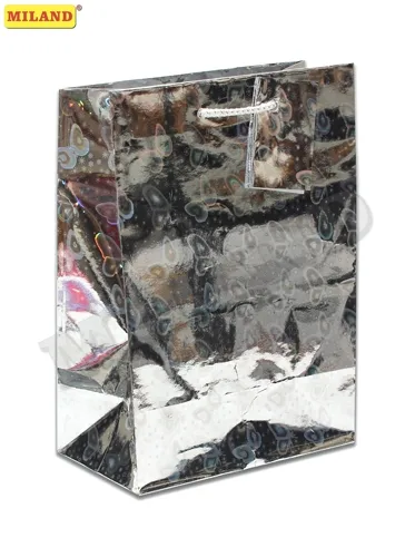 Пакет подарочный  Серебристые бабочки (М-голография) 18 х 23 х 10