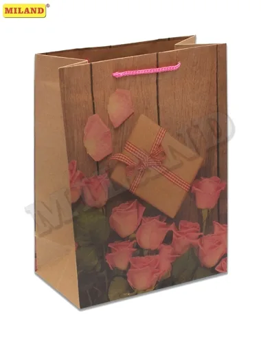 Пакет подарочный  Подарок и розы (L-Kraft) 26 х 33 х 14