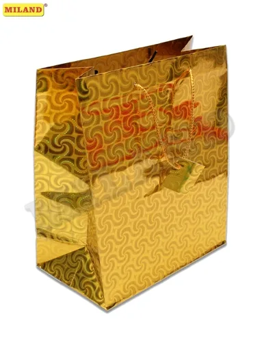 Пакет подарочный Золотой вихрь (L-голография) 26 х 33 х 14