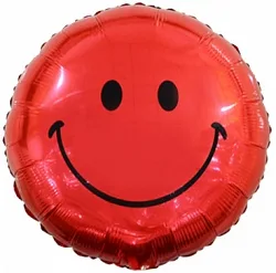 F 18"/46см Круг, Смайл, Красный, 1 шт. (Китай)