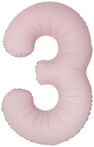 И 40"/102см Цифра, 3 Slim, Пыльная роза, Сатин, 1 шт. в уп.(Испания)