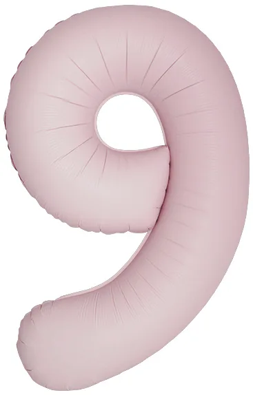 И 40"/102см Цифра, 9 Slim, Пыльная роза, Сатин, 1 шт. в уп.(Испания)