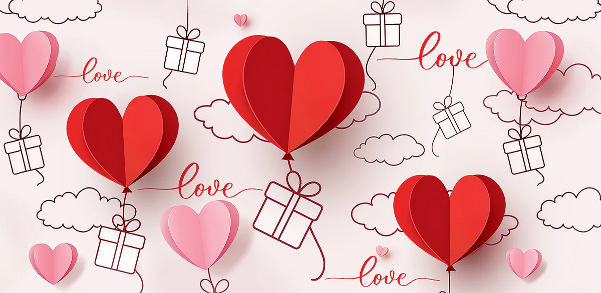 Конверты для денег, Воздушные сердца с подарками, 10 шт.