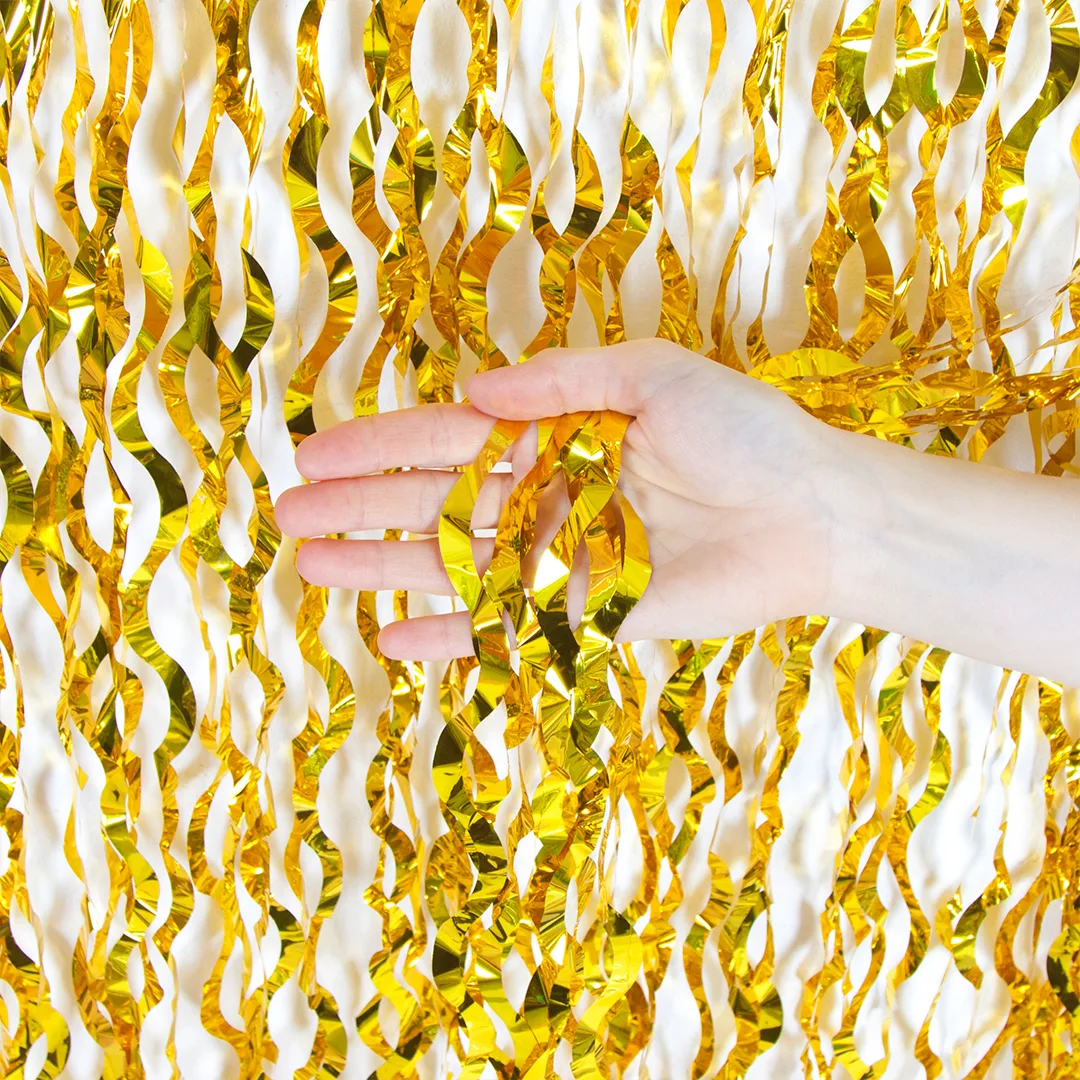 Занавес Дождик Волна, Золото, Металлик, 100*200 см, 1 шт.