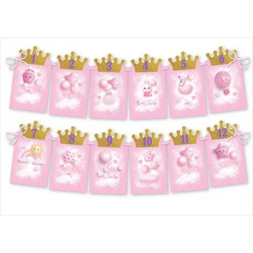 Гирлянда на ленте "Первый годик" с прорезями для фото 2,5 м.