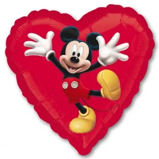 А 18"/46 см Сердце, Микки Маус, Красный, 1 шт. / 1 шт./(США)