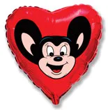 И 9"/23см Мини Сердце Мышонок на красном / 1 шт./  (Испания)