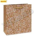 Пакет подарочный. крафт-бумага. 16x18x7 см. Белая сакура