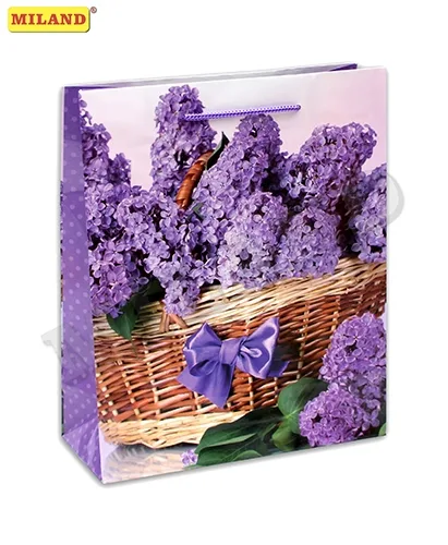 Пакет подарочный  Корзинка сирени (М) 18 х 23 х 10