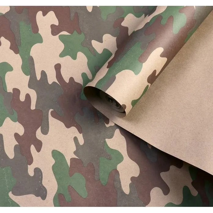 Крафт-бумага упаковочная "Камуфляж Лес" / рулон 72 см*10м, 70гр/м.кв