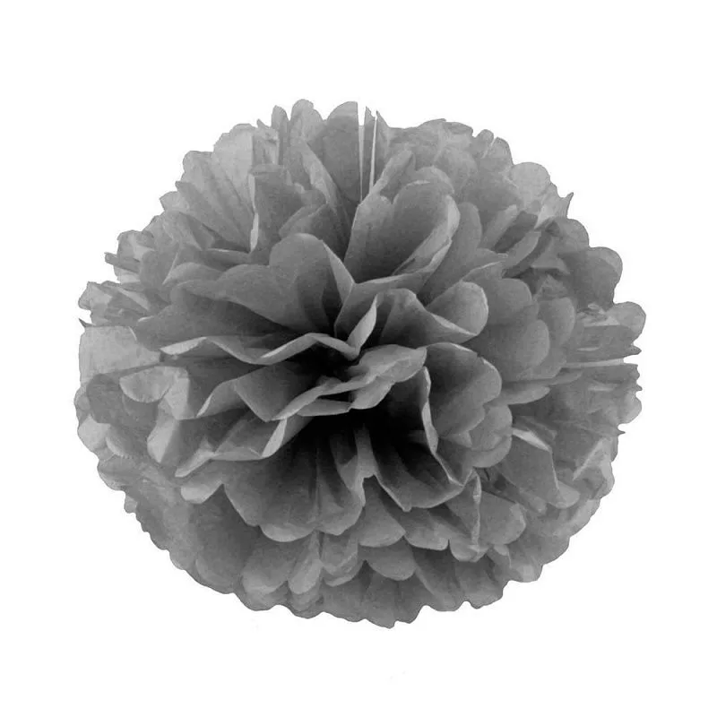 Бумажный помпон Серый, 20 см