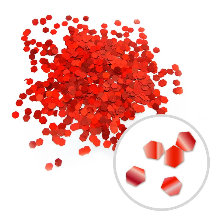 Глиттер "Блестки" лазерный Красный 2,5 мм/100 г./ (Китай)