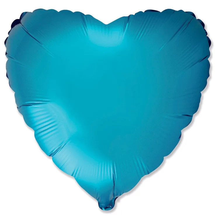 И 18"/46см Сердце  Аквамарин, Сатин/ 1 шт / (Испания)