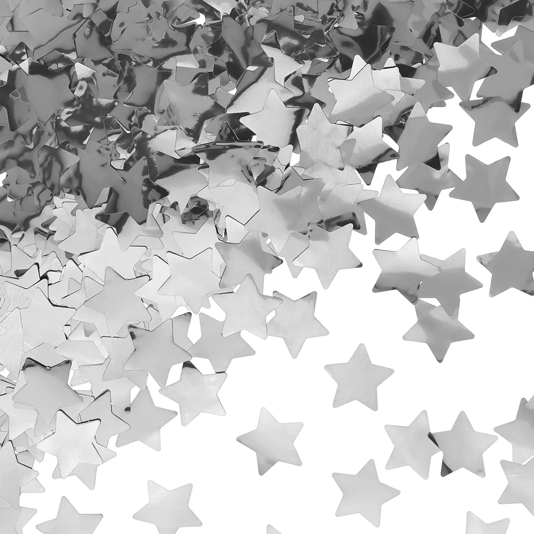 Конфетти фольга Звезда, Серебро, Металлик, 2,5 см, 50 г.