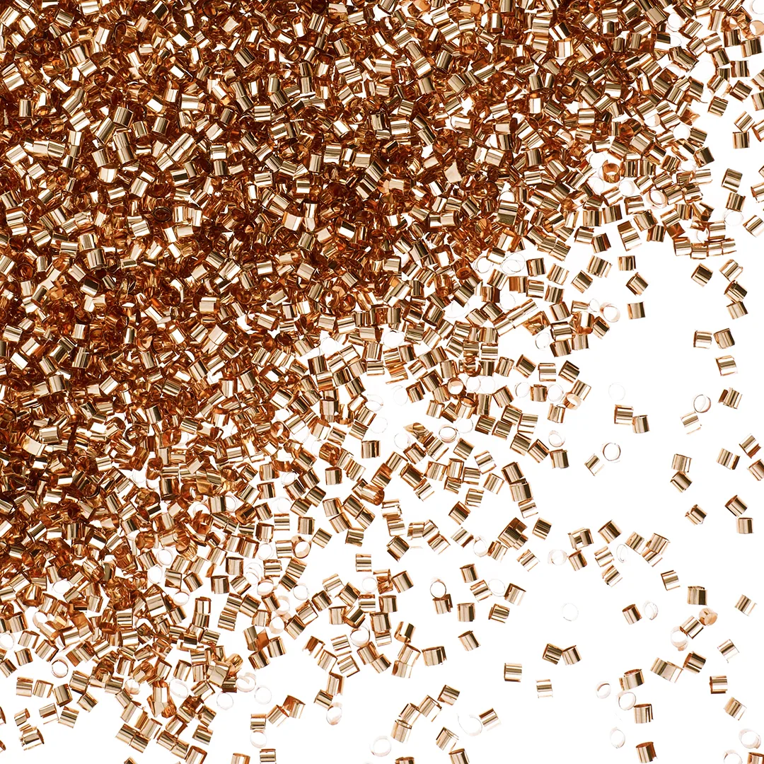 Конфетти фольга Цилиндры, Розовое Золото, Металлик, 0,2 см, 20 г.