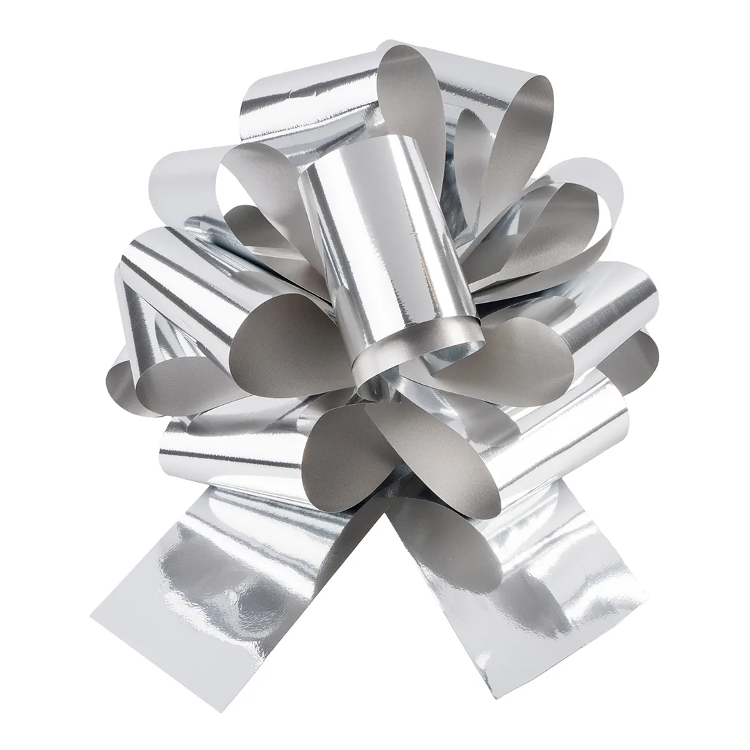 Бант Шар, Серебро, Металлик, 21 см, 1 шт. в упак.