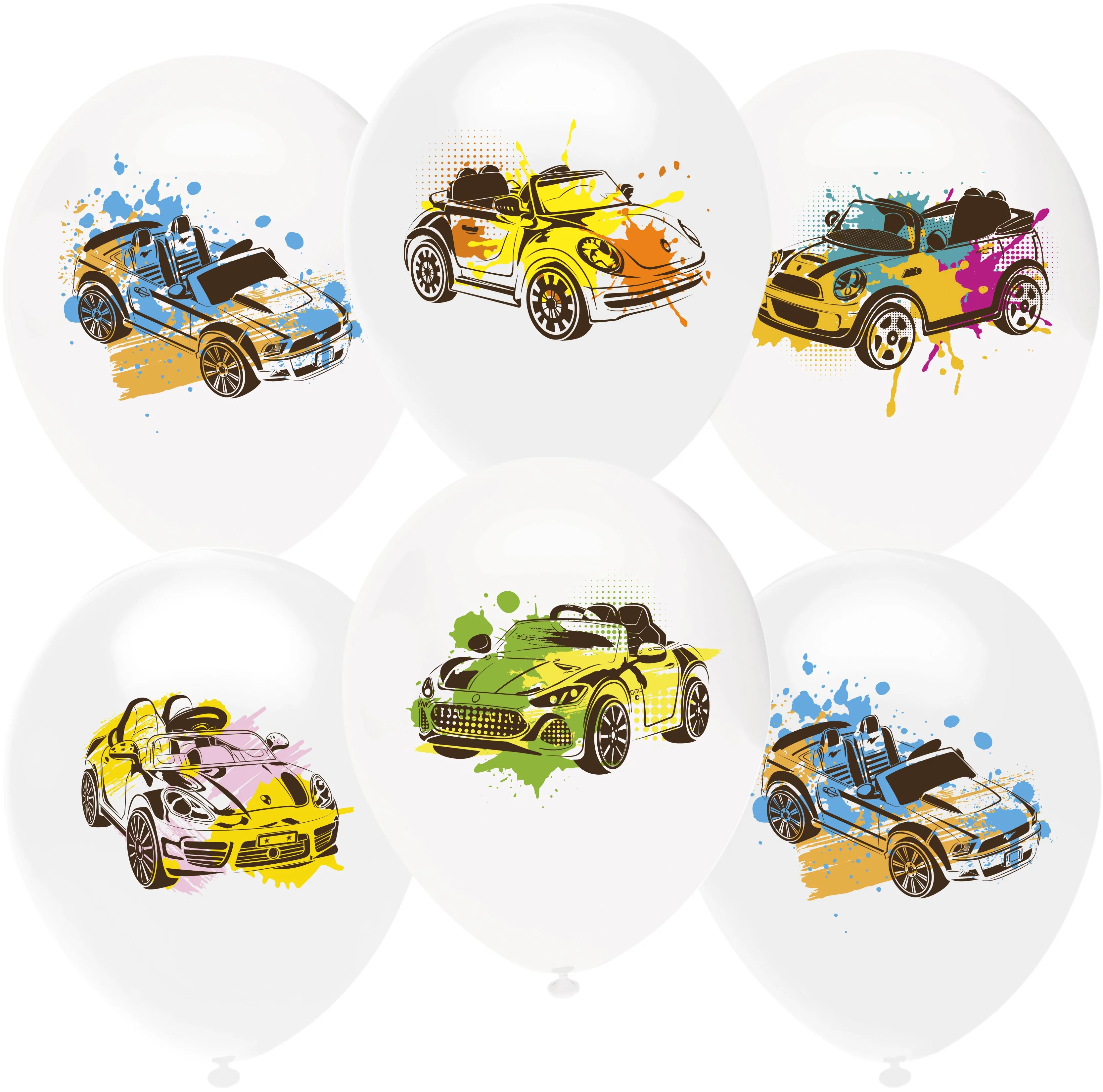 О 12''/30 см Машинки Граффити, Белый (801), пастель, 1 ст, 25 шт.(Турция)