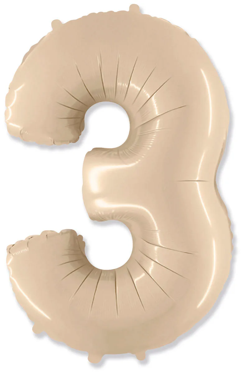 И 40"/102см Цифра, 3, Кремовый, 1 шт.  (Испания)